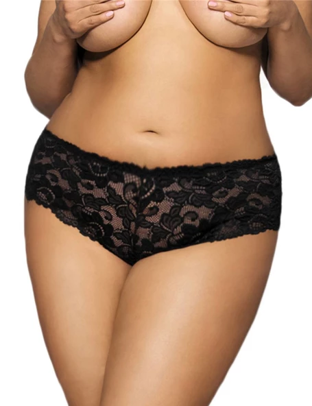 ASM0116 Bayan Siyah Dantel Bel Lastikli Boxer - 2