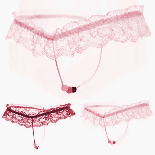 ASM0231 Bayan Pembe Dantel  Boncuk O Gece String - 9