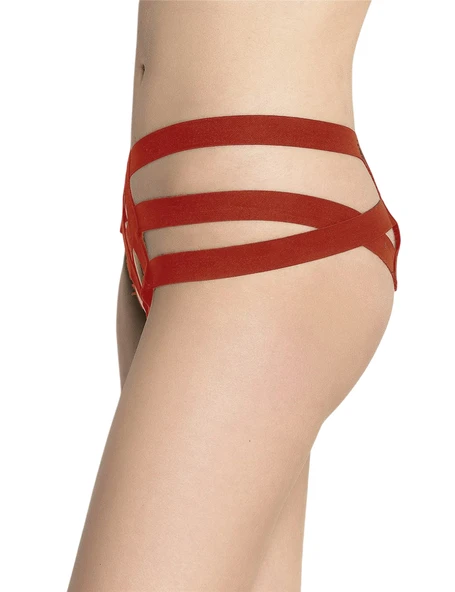 ASM0220 Bayan Bordo Kafes  Örgülü Tanga Külot - 2