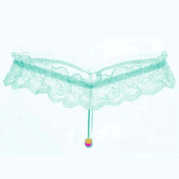 ASM0232 Bayan Turkuaz Dantel Boncuk O Gece String - 3