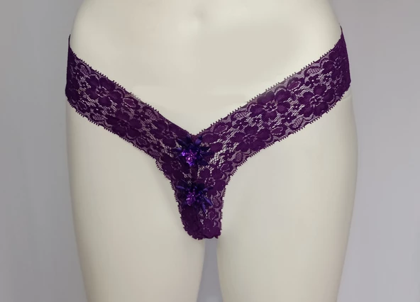 ASM0256 Bayan Mor Lindown Dantel String - 7