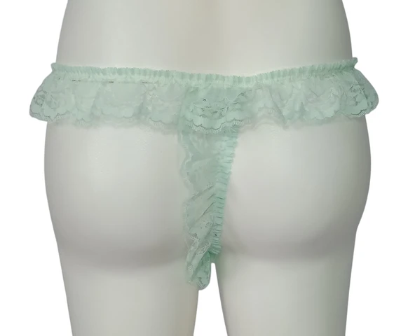 ASM0227 Bayan Turkuaz Dantel Fırfır Özel String - 5