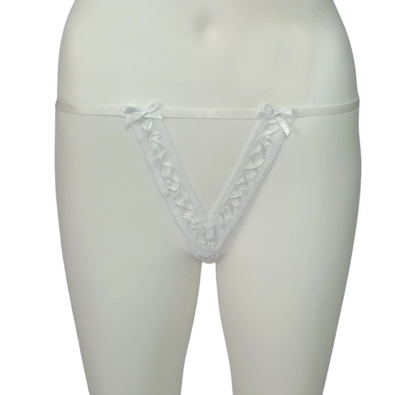 ASM0187 Bayan Beyaz Y Ray Desen Tanga String