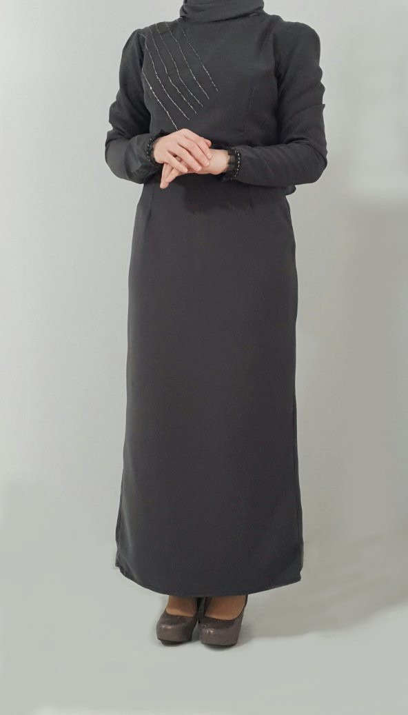 ACRUX0021 Bayan 36 Koyu Yeşil Narin Yıldızlar Abiye Elbise - 3