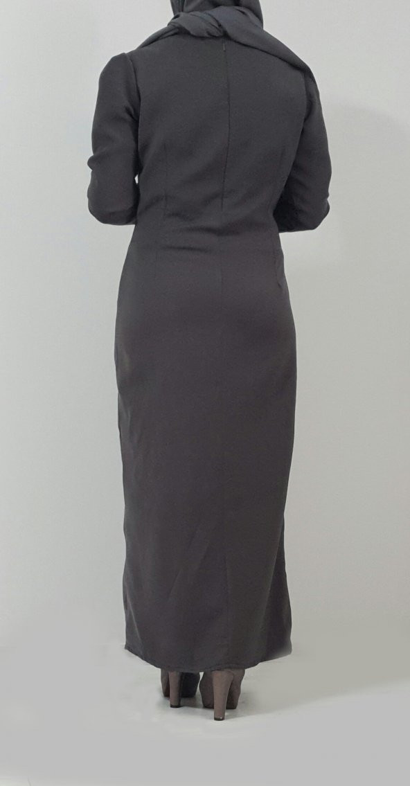 ACRUX0021 Bayan 36 Koyu Yeşil Narin Yıldızlar Abiye Elbise - 6