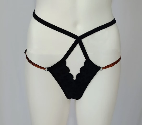 ASM0168 Bayan Siyah Fisto Exotic String Tanga - 3