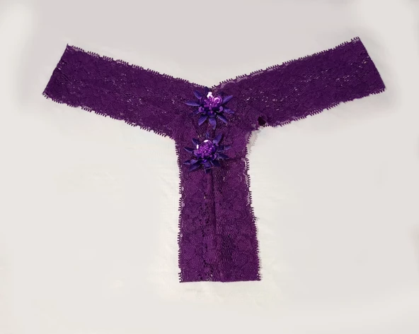ASM0256 Bayan Mor Lindown Dantel String - 4