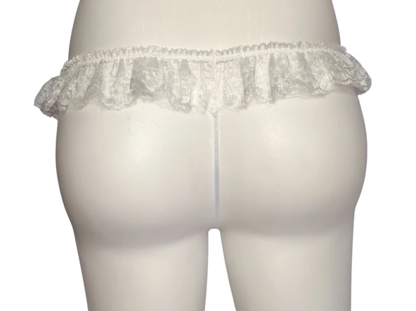 ASM0233 Bayan Beyaz Dantel  Boncuk O Gece String - 2