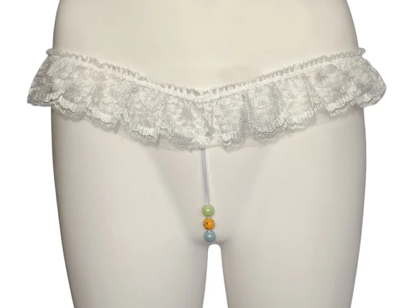 ASM0233 Bayan Beyaz Dantel  Boncuk O Gece String