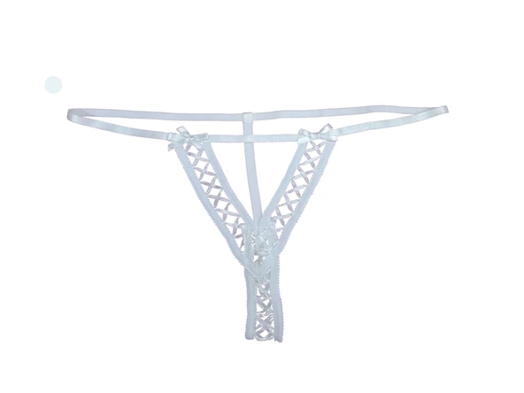 ASM0187 Bayan Beyaz Y Ray Desen Tanga String - 7