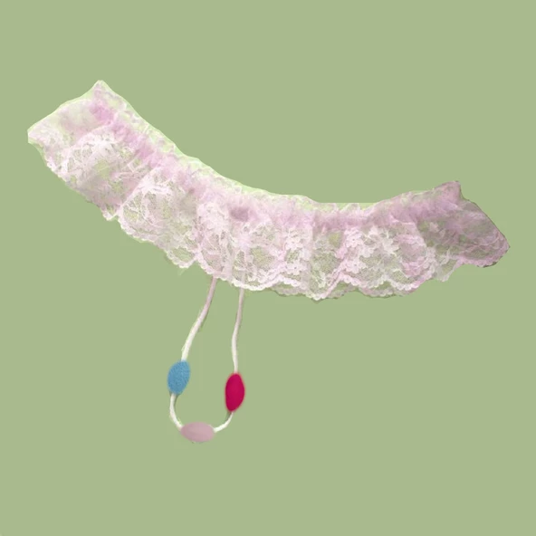 ASM0231 Bayan Pembe Dantel  Boncuk O Gece String - 5