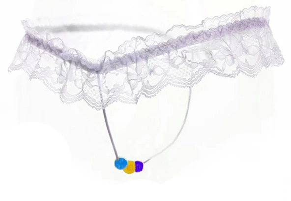 ASM0233 Bayan Beyaz Dantel  Boncuk O Gece String - 4