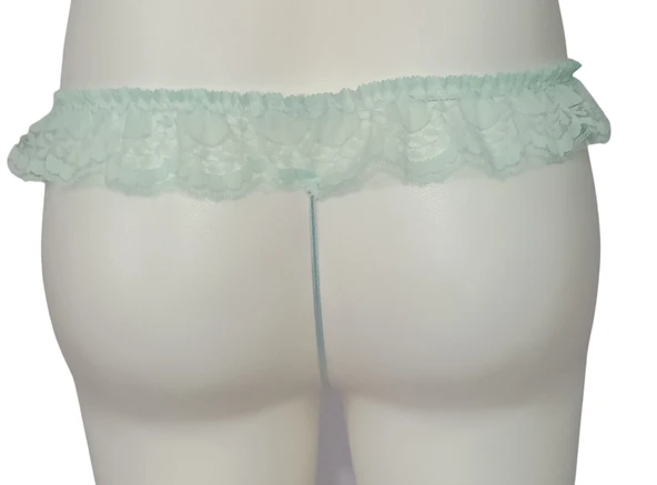 ASM0232 Bayan Turkuaz Dantel Boncuk O Gece String - 2