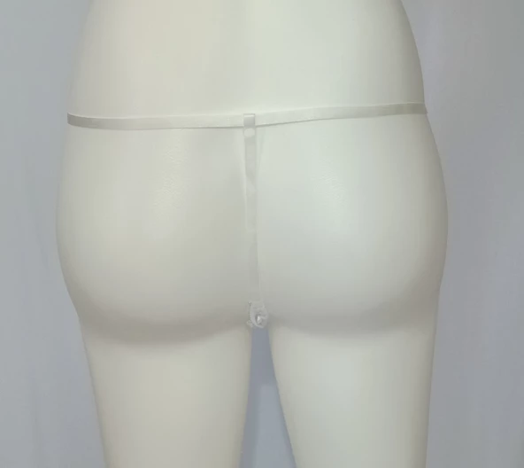 ASM0187 Bayan Beyaz Y Ray Desen Tanga String - 4