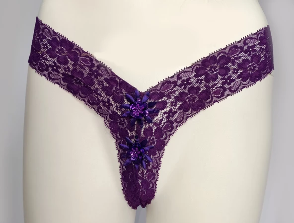 ASM0256 Bayan Mor Lindown Dantel String - 4