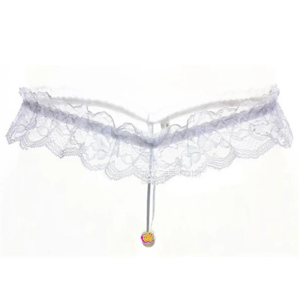 ASM0233 Bayan Beyaz Dantel  Boncuk O Gece String - 3