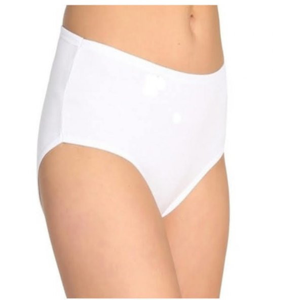 ASM0019 Bayan Düz Beyaz Yanı Geniş Pamuklu  Bato Külot - 3