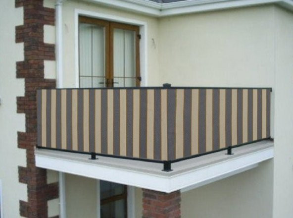 Ceylan Home Balkon Demiri Perdesi Kuş Gözü Gri Krem 350x80