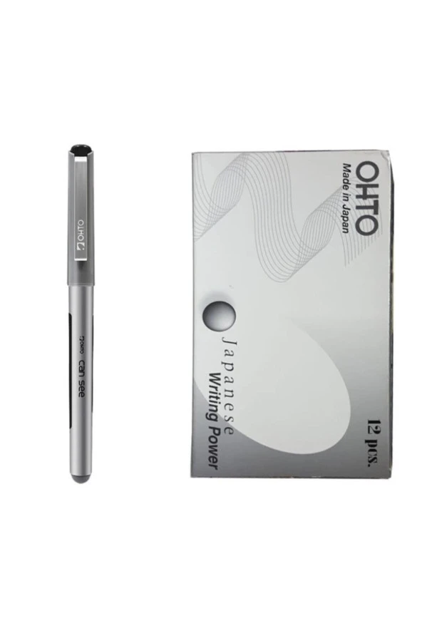 Ohto Roller Kalem Can See Jel Bilye Uçlu 0.7 MM Siyah Jel Pilot Kalem (12 Li Paket)