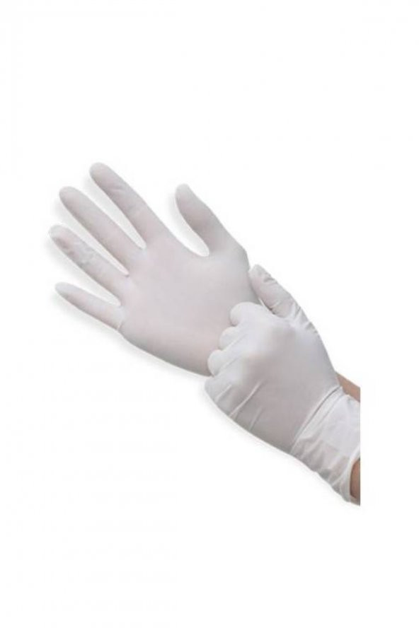 Dolphin Tek Kullanımlık Lateks Beyaz Pudralı Medium Muayne Eldiveni - 3 Adet 100'lü Paket/Koli - 3