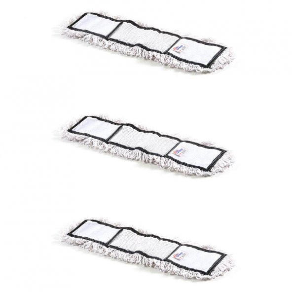 Nemli Palet Yedek Mop Paspas 60 Cm. / Nem Alıcı Mop - Pamuklu / Beyaz - 3 Adet