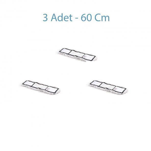 Nemli Palet Yedek Mop Paspas 60 Cm. / Nem Alıcı Mop - Pamuklu / Beyaz - 3 Adet - 2