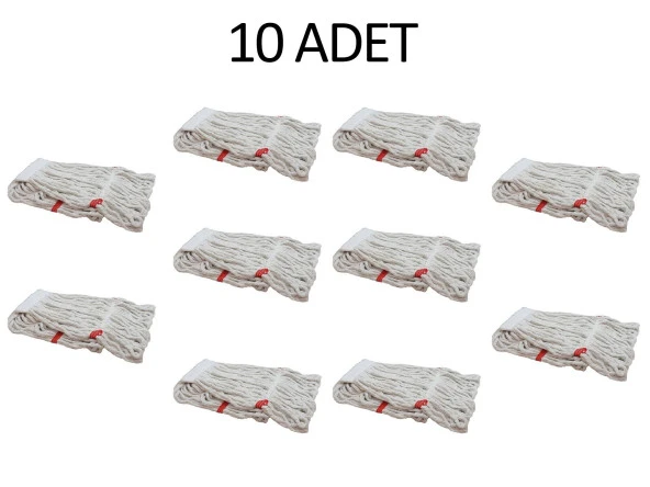 Dar Yedek Islak Mop Paspas Ucu Başlığı Püskül -17 Cm. - Pamuklu - Beyaz - 350 Gram. - 10 Adet - Resim 2