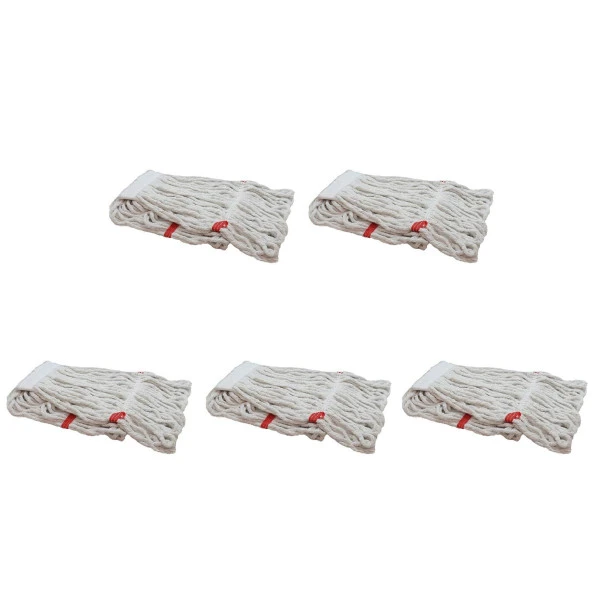 Dar Yedek Islak Mop Paspas Ucu Başlığı Püskül -17 Cm. -Pamuklu -350 Gram. -Beyaz - 5 Adet