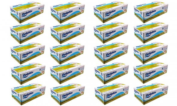 Dolphin Tek Kullanımlık Lateks Beyaz Pudralı Small Muayne Eldiveni - 20 Adet 100'lü Paket/Koli - 2