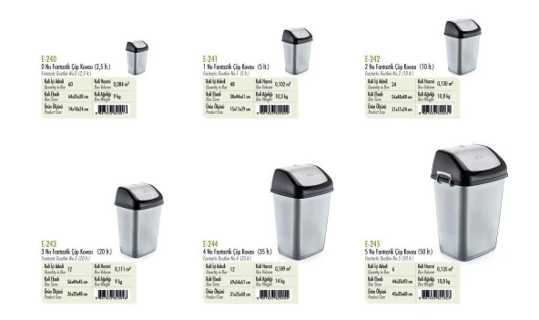 Polytime Magnum Klink Sallanır Kapak Ofis Banyo Mutfak Bahçe Çöp Kutusu Kovası / 20 Litre / Gri / 47x30x23 Cm. - 2