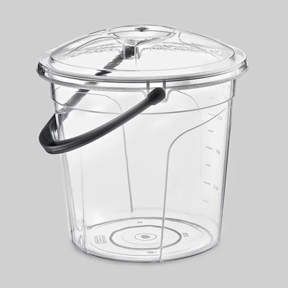Poly Time 20 Litre Kapaklı Ölçekli Şeffaf Su Kovası - ABS Plastik - Saplı - 2