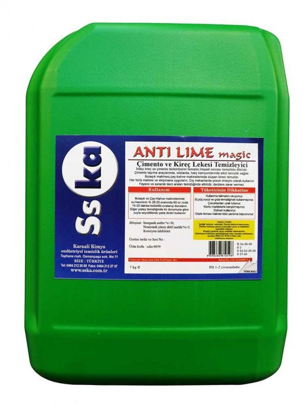 SSKA Anti Lime Magic - Çimento ve Kireç Lekesi Sökücü / Asidik / 5 Kg. / Bidon