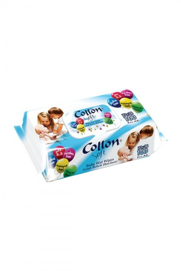 Cotton Soft Islak Mendil Havlu Bez - Parabensiz Alkolsüz Islak Bebek Havlusu - 100'lü Paket - 3 Adet - 2