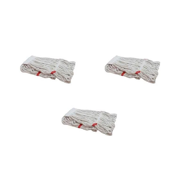 Dar Yedek Islak Mop Püskül Paspas Başlığı - Pamuklu - Beyaz - 17 Cm. - 350 Gr. - 3 Adet ürün görseli