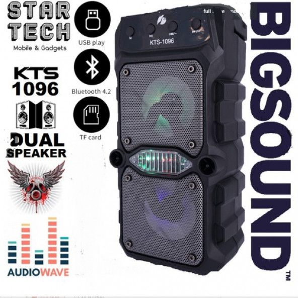 KTS-1096 Büyük Boy Çift Çıkışlı Ses Bombası Bluetooth Hoparlör