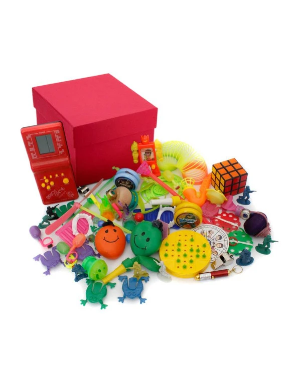 Nostaljik Özel Oyuncak Kutusu Kırmızı Tetrisli-Kırmızı Kutu