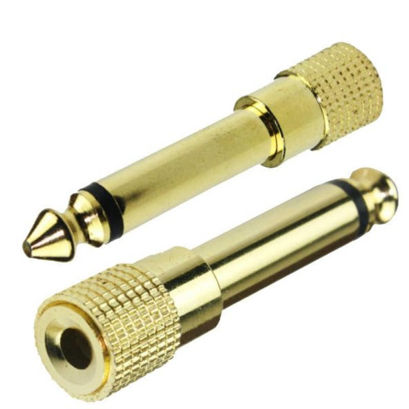 Mono 6.3 mm Erkek - 3.5 mm Dişi Çevirici Gold Aparat