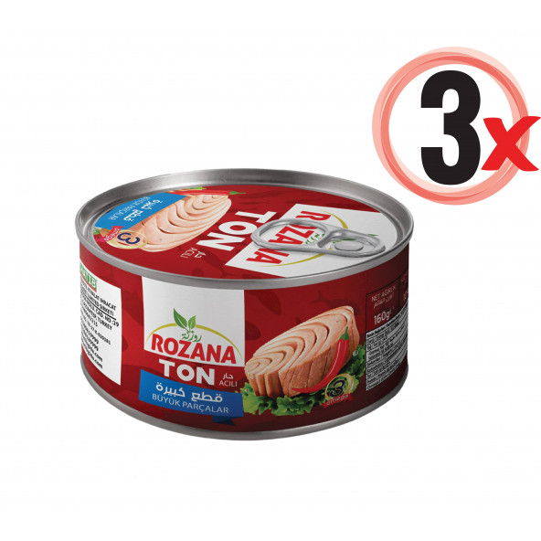 ROZANA AYÇİÇEK YAĞI ACILI TON BALIĞI KONSERVERI 160 GR × 3 ADET