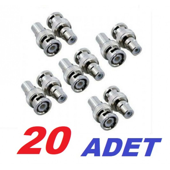 20 Adet BNC RCA TOS ÇEVİRİCİ JACK ADAPTÖR DVR KAYIT CİHAZI SES KONNEKTÖR GÜVENLİK KAMERA SCART TV
