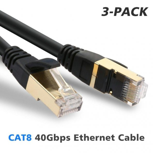 Cat. 8 İnternet Kablosu 2 Metre Yuvarlak Siyah - 2