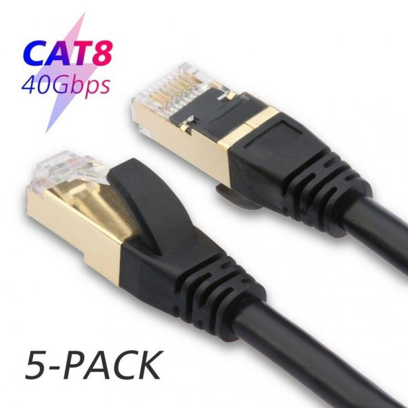 Cat. 8 İnternet Kablosu 2 Metre Yuvarlak Siyah - 3