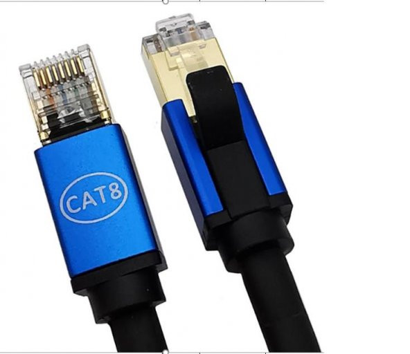 Cat. 8 İnternet Kablosu 10 Metre Yuvarlak Siyah Kaliteli