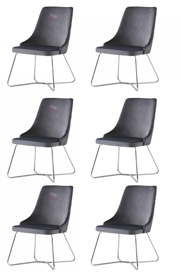 6 Adet Alya Sandalye Metal Krom Halkalı Sandalye Mutfak Salon Yemek Odası Sandalyesi