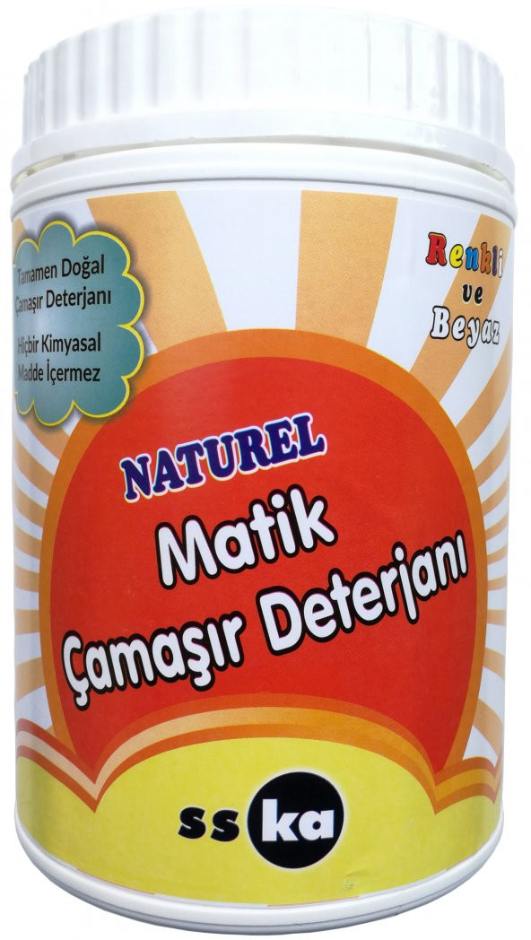 Naturel Toz Çamaşır Makine Deterjanı Matik / %100 Doğal / Hiçbir Kimyasal İçermez / 900 Gr.