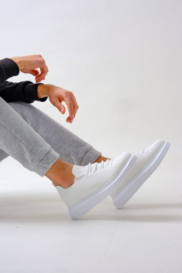 Erkek Tarz Casual Sneaker Günlük Spor Bez Ayakkabı -Beyaz