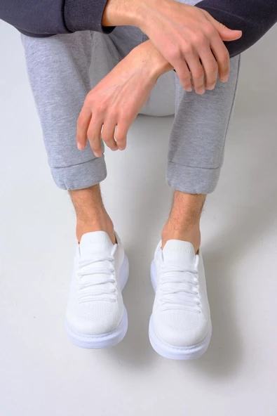 Erkek Tarz Casual Sneaker Günlük Spor Bez Ayakkabı -Beyaz - 5