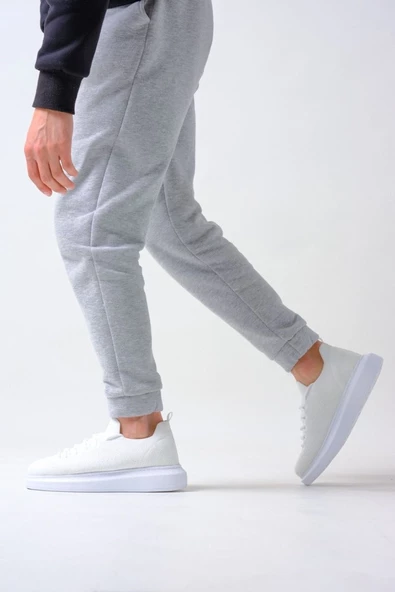 Erkek Tarz Casual Sneaker Günlük Spor Bez Ayakkabı -Beyaz - 4