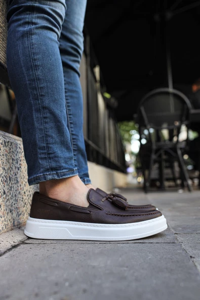 Erkek Bagcıksız Eva Taban Püsküllü Casua Rugan Ayakkabı-Kahve