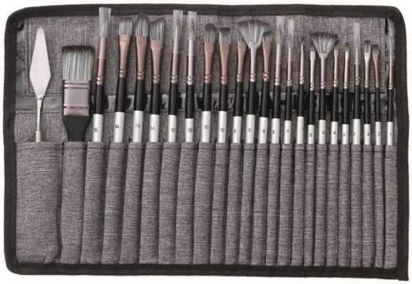 Valkyrie 24 Adet Profesyonel Boya Fırça Seti Gri - 3