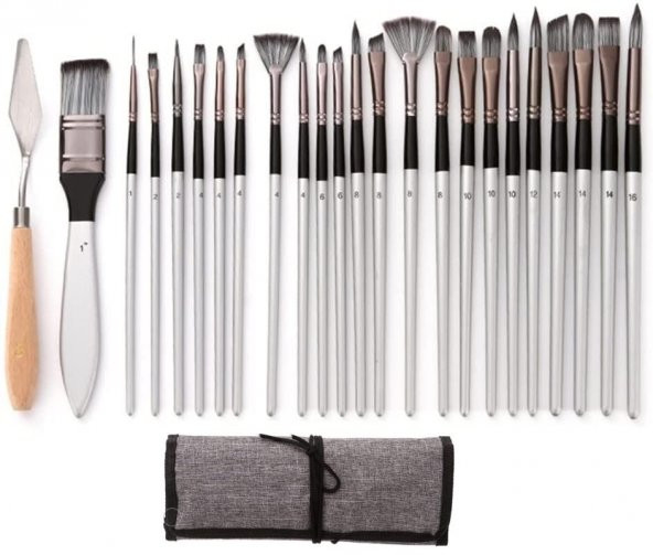 Valkyrie 24 Adet Profesyonel Boya Fırça Seti Gri - 7